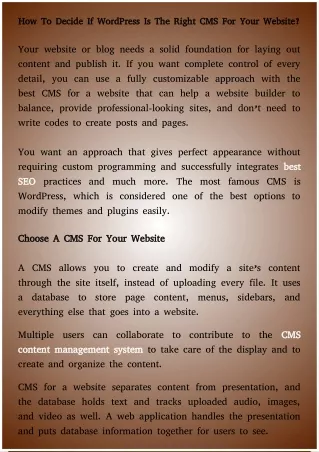 how to decide if wordpress is the right