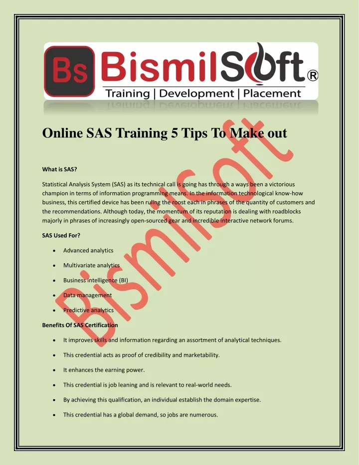online sas training 5 tips to make out