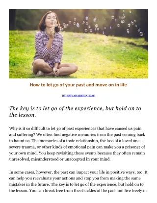 how to let go of your past and move on in life