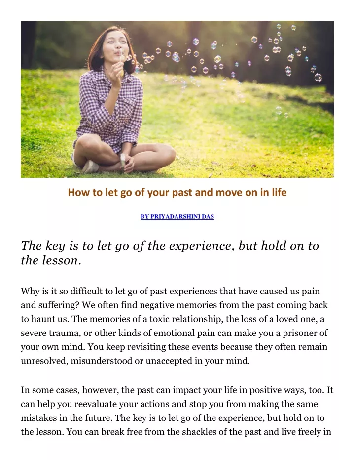 how to let go of your past and move on in life