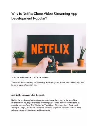 Why is Netflix Clone Video Streaming App Development Popular