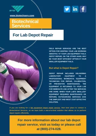 Contact Biotechnical Services for Lab Depot Repair Service
