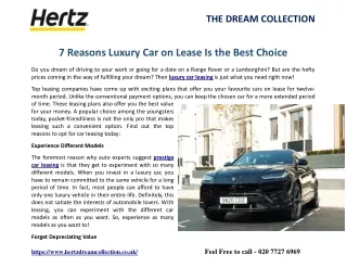 7 Reasons Luxury Car On Lease Is The Best Choice