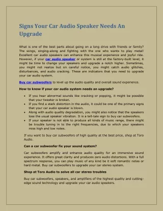 signs your car audio speaker needs an upgrade
