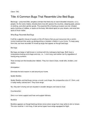 client tac title 6 common bugs that resemble like