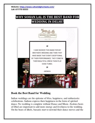 WHY SOHAN LAL IS THE BEST BAND FOR WEDDING IN DELHI?