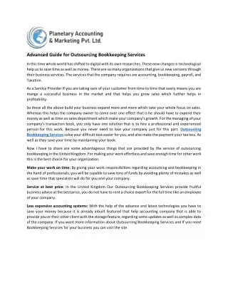 advanced guide for outsourcing bookkeeping