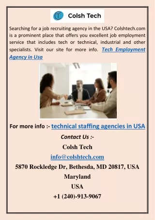 Tech Employment Agency in Usa jk