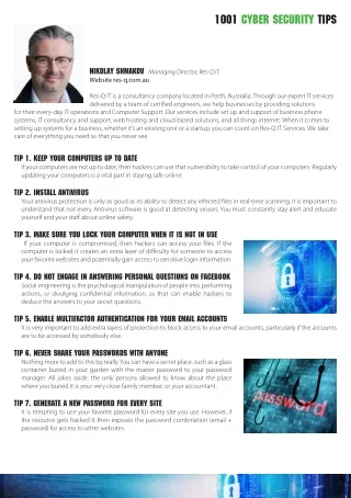 1001 Business Tips from 101 CYBER SECURITY IT EXPERTS