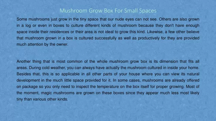 mushroom grow box for small spaces