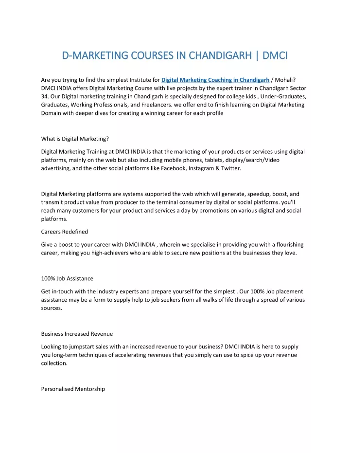 d d marketing course marketing courses