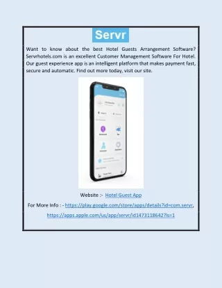 Hotel Guest App | Servrhotels.com