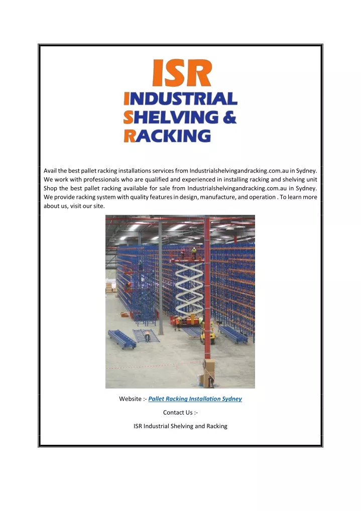 avail the best pallet racking installations
