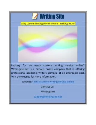 Essay Custom Writing Service Online  Writingsite.net