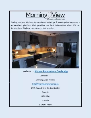 Kitchen Renovations Cambridge|morningviewhomes.ca