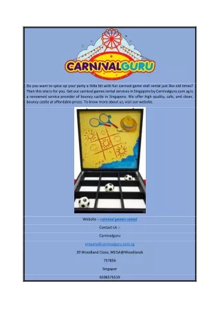 Carnival Games Rental  Carnivalguru.com.sg