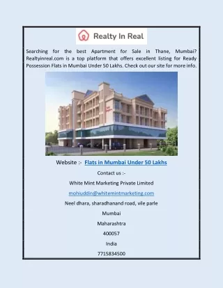 Flats in Mumbai Under 50 Lakhs | Realtyinreal.com