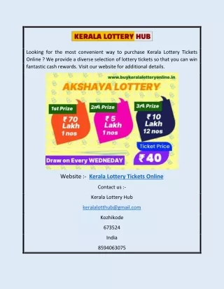 Kerala Lottery Tickets Online | buykeralalotteryonline.in
