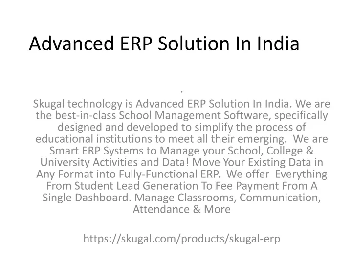 advanced erp solution in india