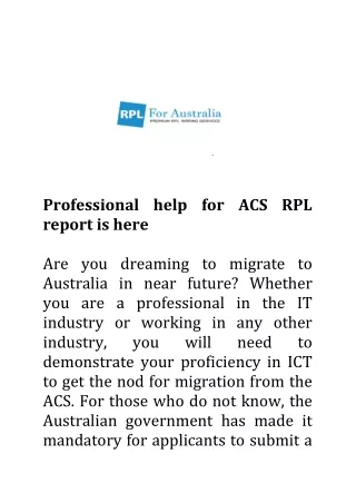Professional help for ACS RPL report is here