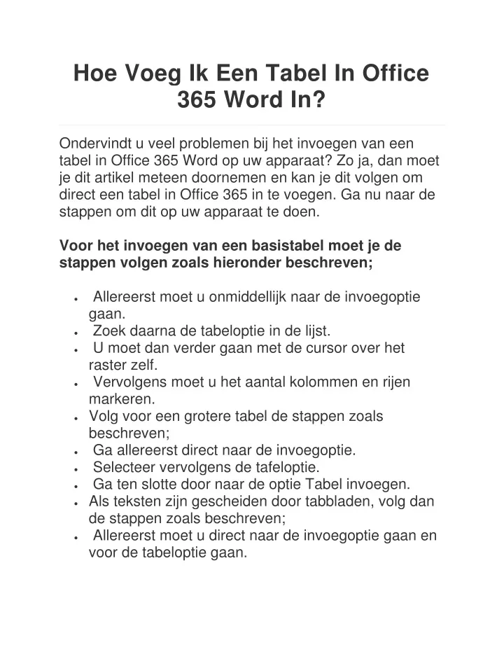 hoe voeg ik een tabel in office 365 word in