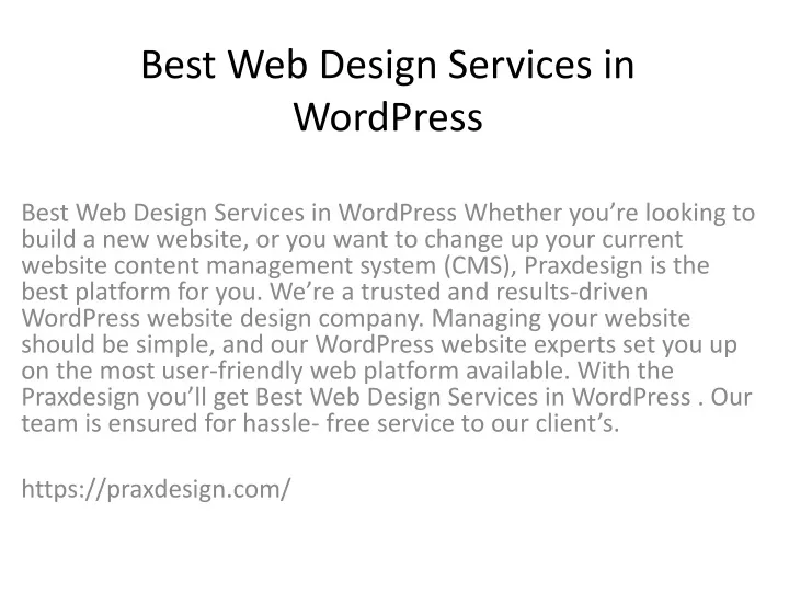 best web design services in wordpress