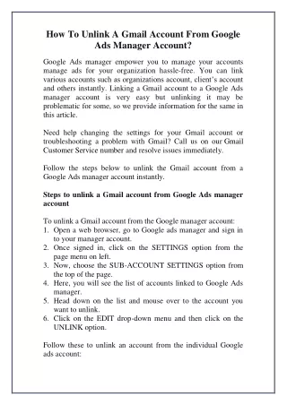 How To Unlink A Gmail Account From Google Ads Manager Account?