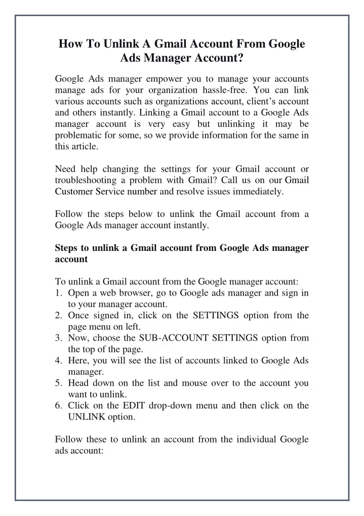 how to unlink a gmail account from google