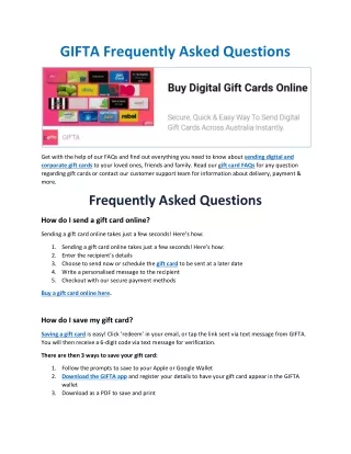 GIFTA Frequently Asked Questions