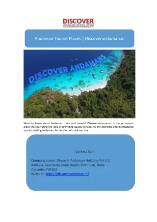 Andaman Tourist Places | Discoverandaman.in