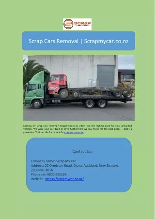 Scrap Cars Removal | Scrapmycar.co.nz