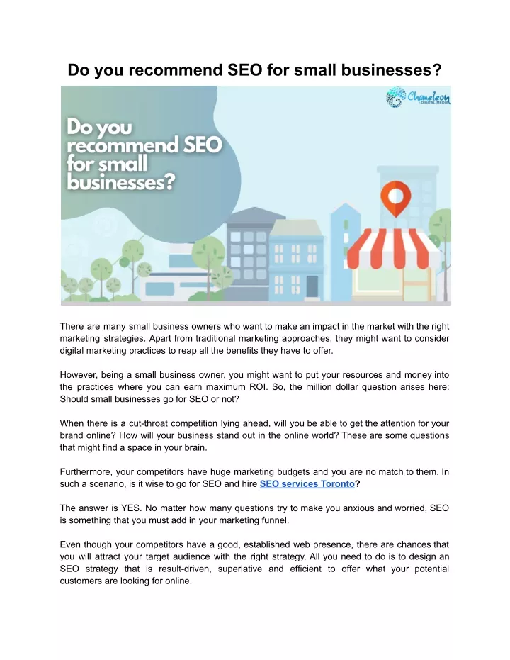 do you recommend seo for small businesses
