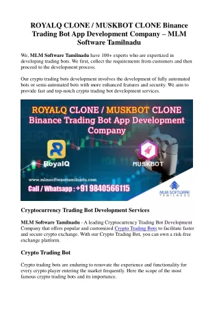 royalq clone muskbot clone binance trading