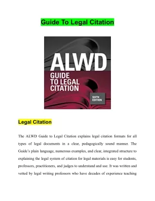 Guide To Legal Citation