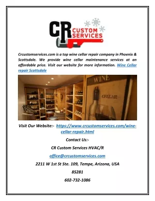 Wine Cellar Repair in Phoenix & Scottsdale