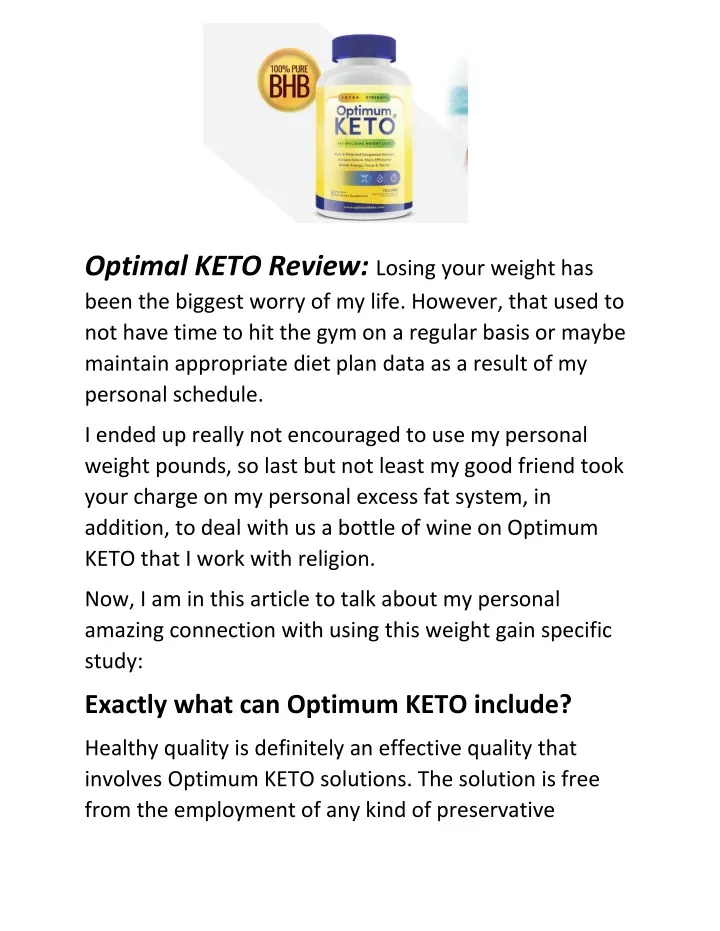 optimal keto review losing your weight has been