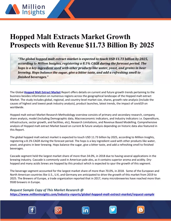 hopped malt extracts market growth prospects with
