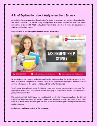 a brief explanation about assignment help sydney