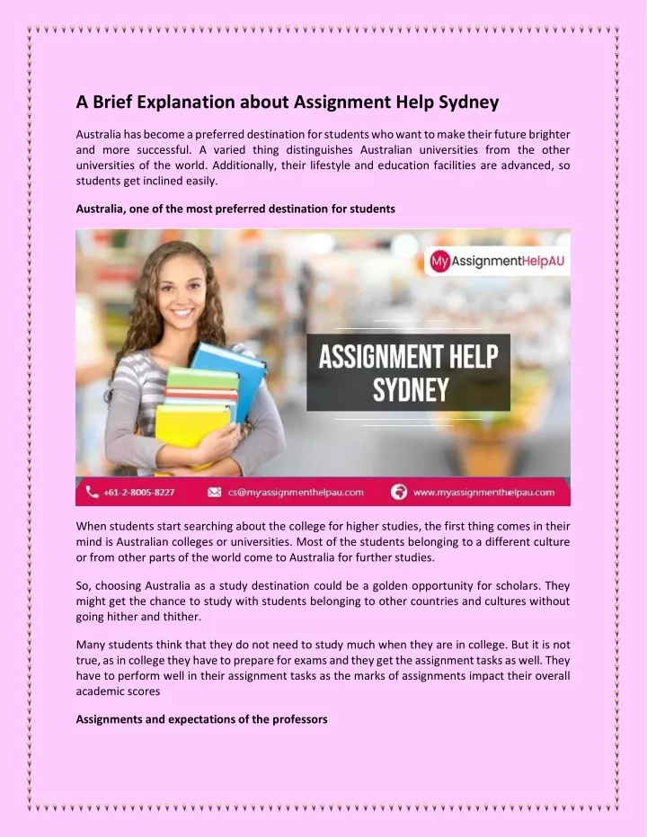 a brief explanation about assignment help sydney