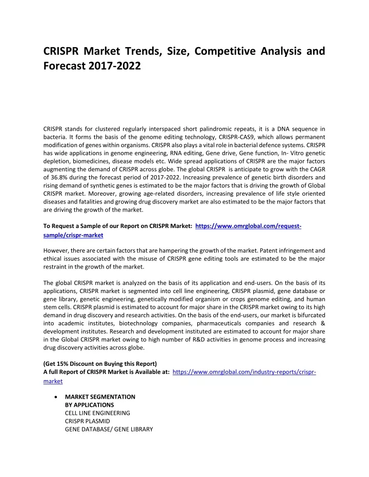 crispr market trends size competitive analysis