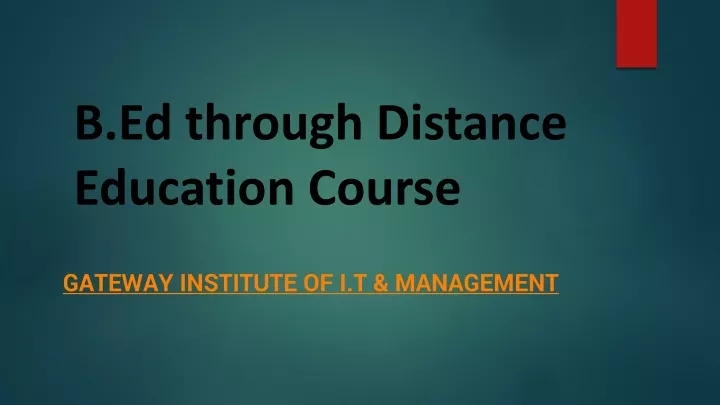 b ed through distance education course