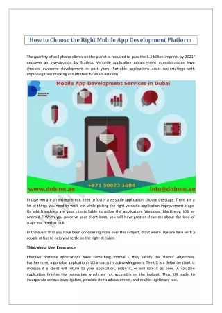 How to Choose the Right Mobile App Development Platform