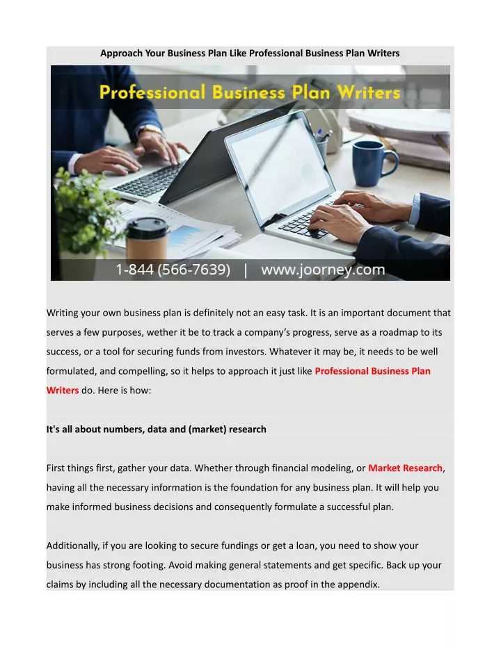 approach your business plan like professional