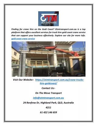 finding for crane hire on the gold coast