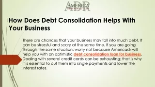 how does debt consolidation helps with your business
