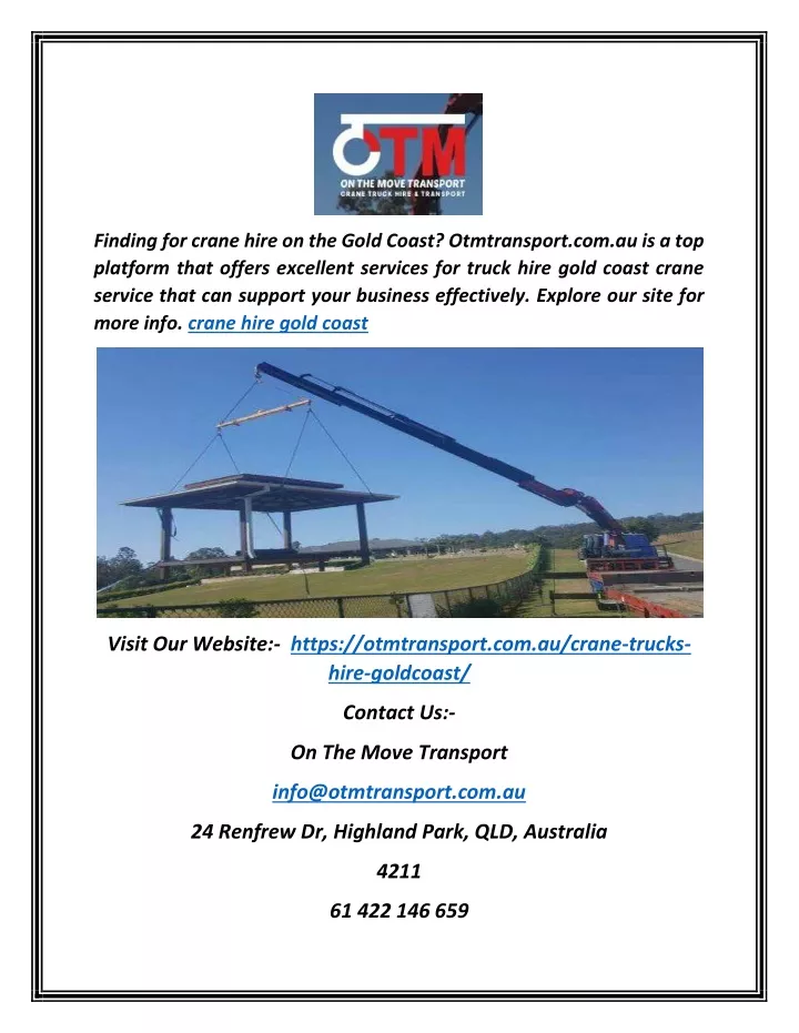 finding for crane hire on the gold coast