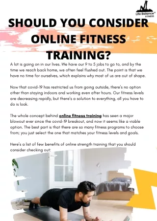 Should You Consider Online Fitness Training?