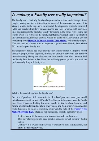 Is making a Family tree really important