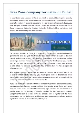 Free Zone Company Formation in Dubai
