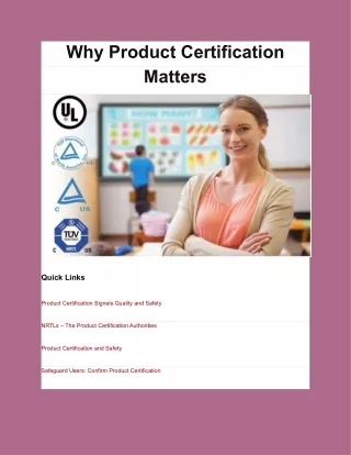 Why Product Certification Matters